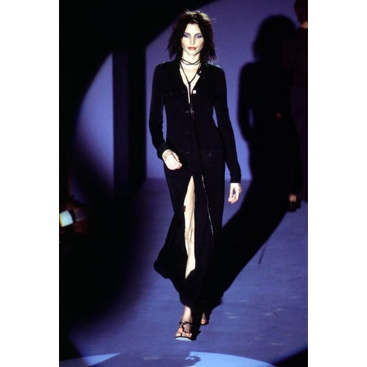 Gucci Spring Summer 1996 Button-Up Silk Dress & Belt