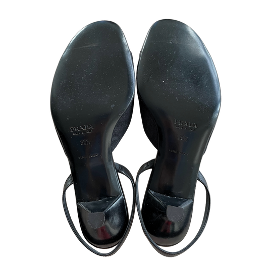 Prada Bow Slingback Kitten Heels - 35.5