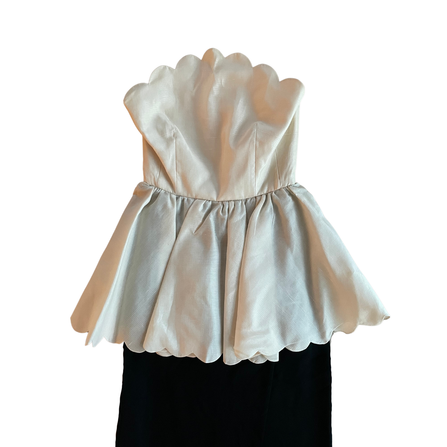 Valentino Spring Summer 1983 Runway Peplum Scalloped Gown