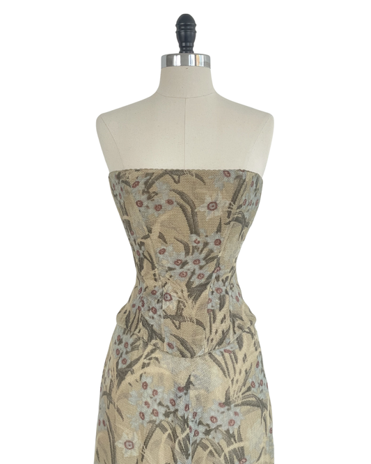 Chloé Spring Summer 2000 'I Love You' Linen Corset + Skirt Set