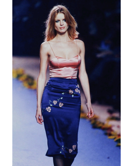 Chloé Fall Winter 1998 Runway Silk Floral Skirt Look 3