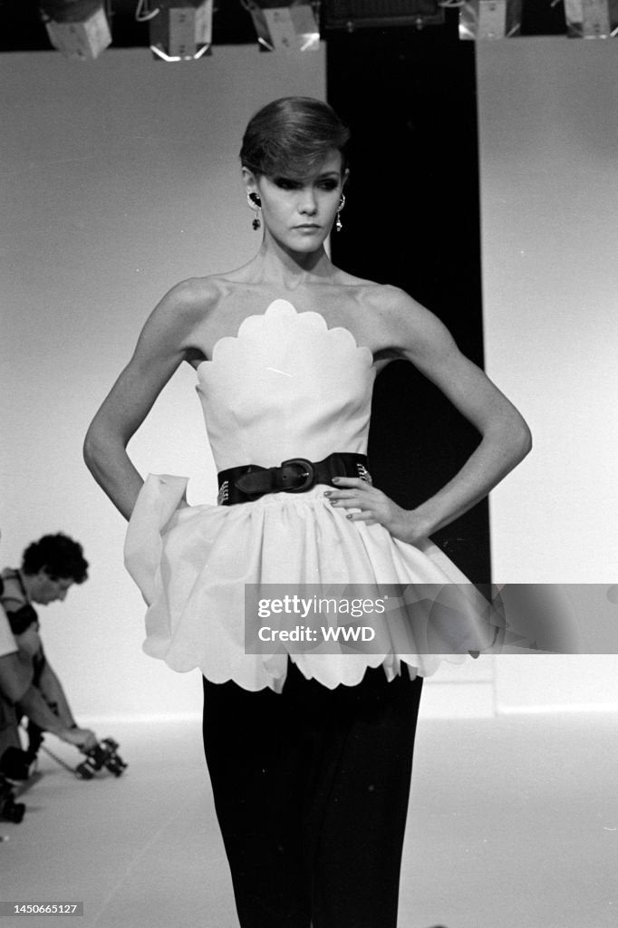 Valentino Spring Summer 1983 Runway Peplum Scalloped Gown