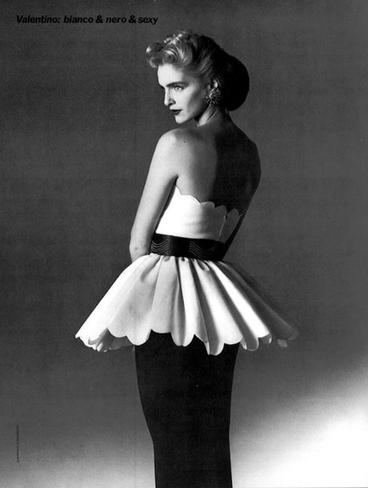 Valentino Spring Summer 1983 Runway Peplum Scalloped Gown