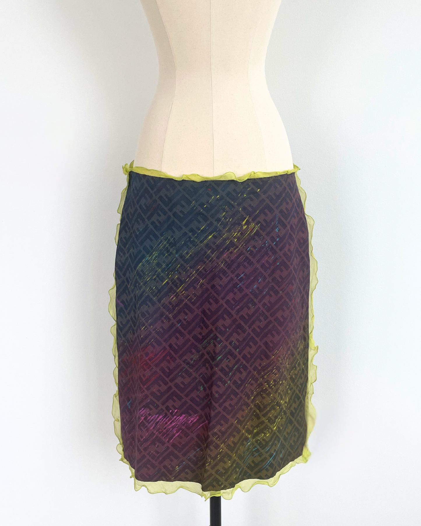 Fendi Spring Summer 2000 Runway Zucca Rainbow Skirt