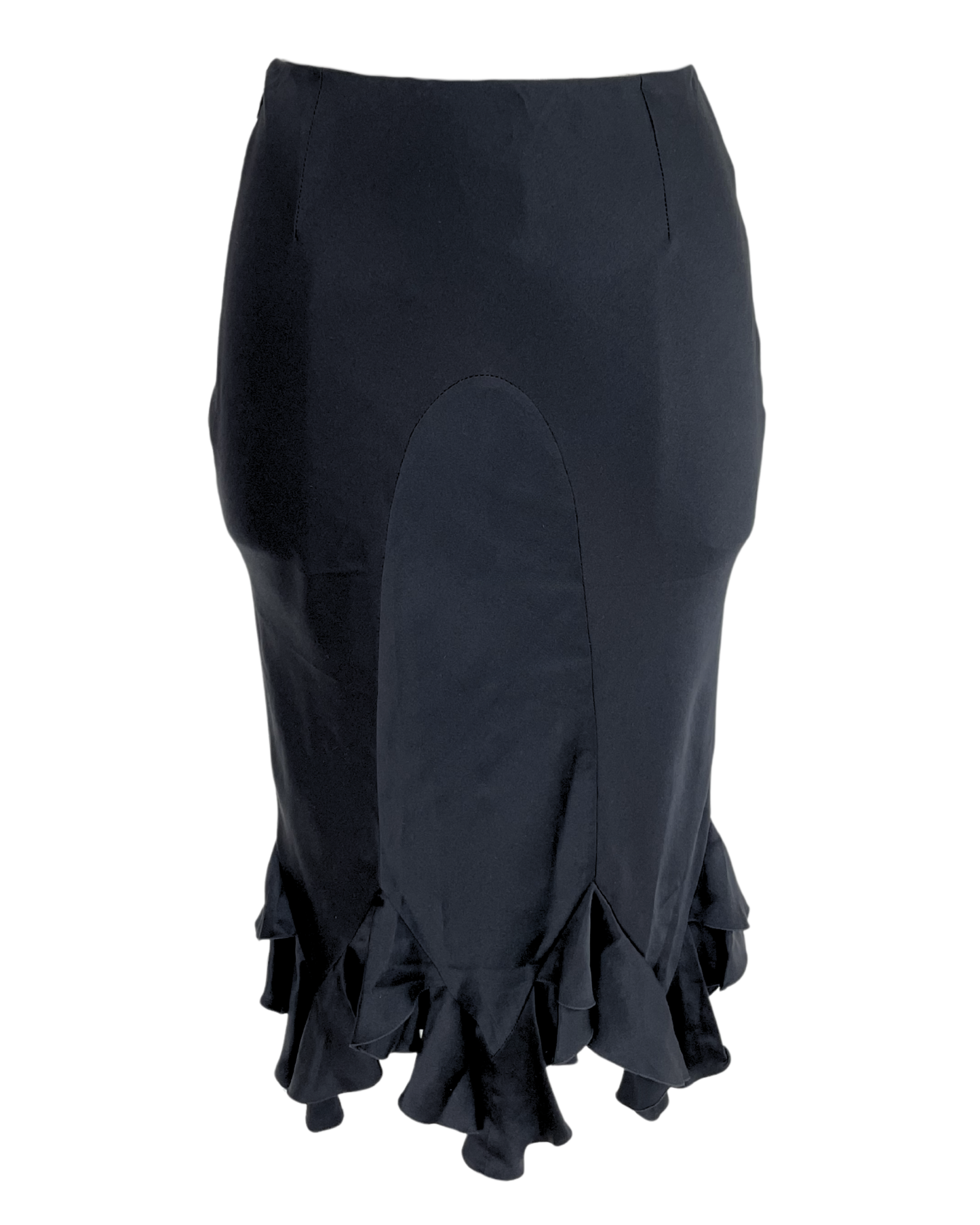 Chloé Fall Winter 1998 Black Midi Silk Skirt