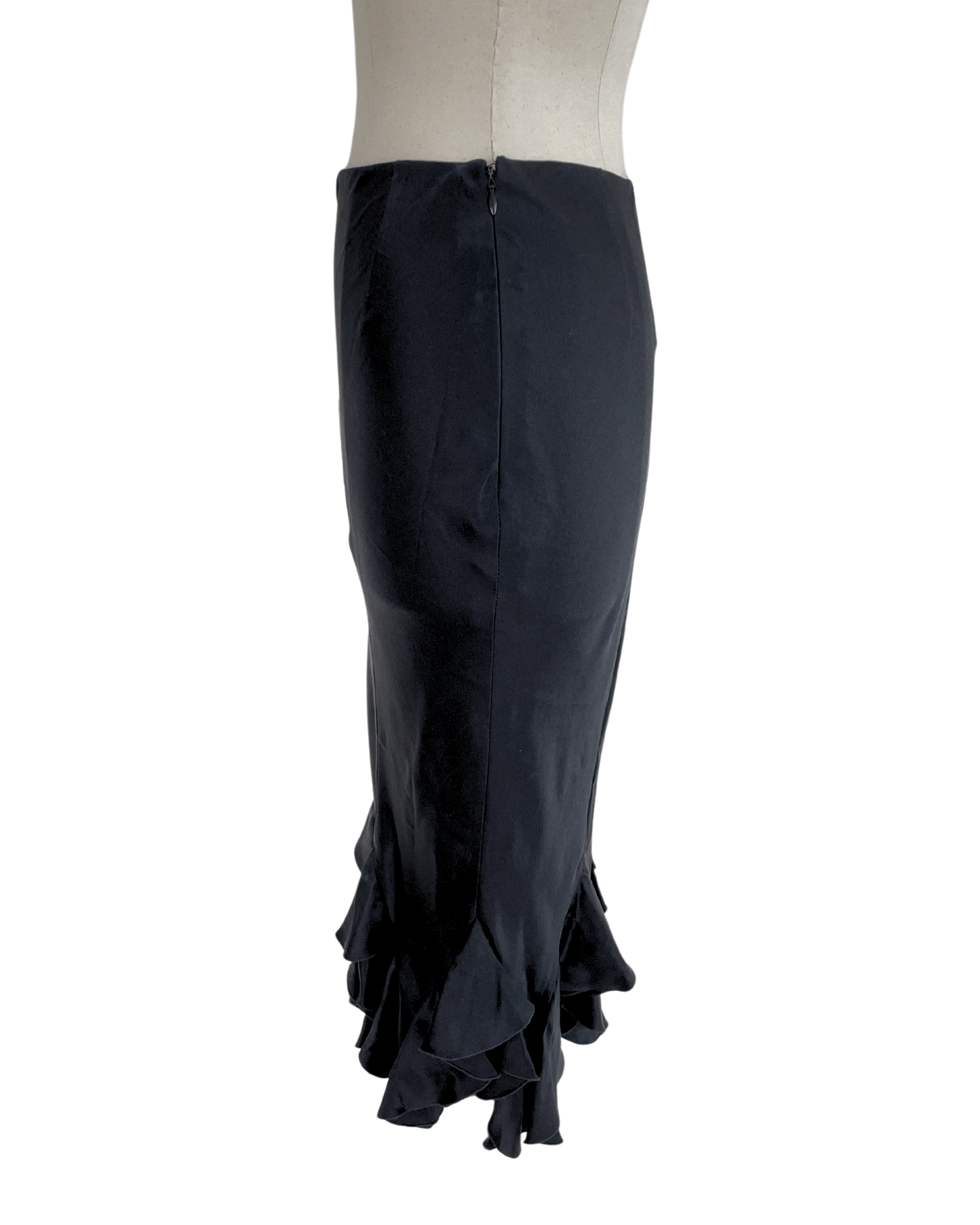 Chloé Fall Winter 1998 Black Midi Silk Skirt