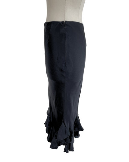 Chloé Fall Winter 1998 Black Midi Silk Skirt