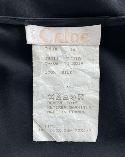 Chloé Fall Winter 1998 Black Midi Silk Skirt