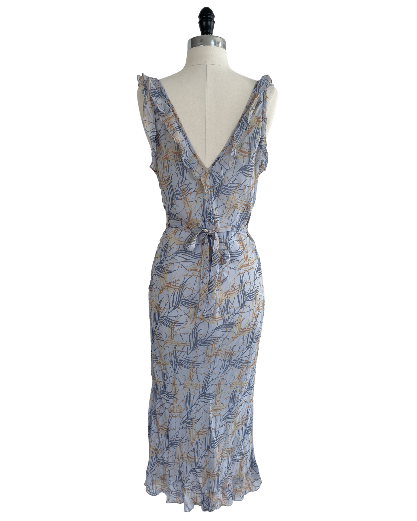 Chloé Spring Summer 1999 Runway Pale Blue Feather Motif Midi Dress