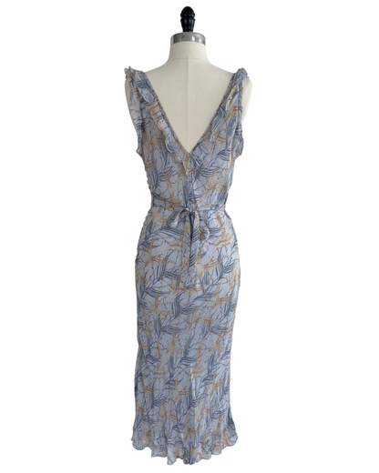 Chloé Spring Summer 1999 Runway Pale Blue Feather Motif Midi Dress