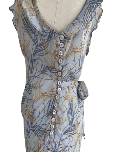 Chloé Spring Summer 1999 Runway Pale Blue Feather Motif Midi Dress