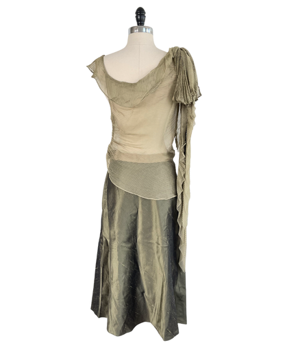 Chloé Spring Summer 2001 Runway One-Shoulder Pinstripe Top + Skirt Set