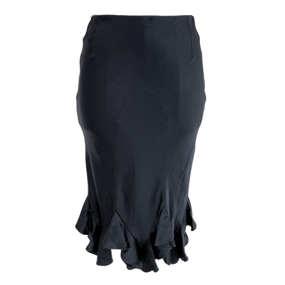 Chloé Fall Winter 1998 Black Midi Silk Skirt