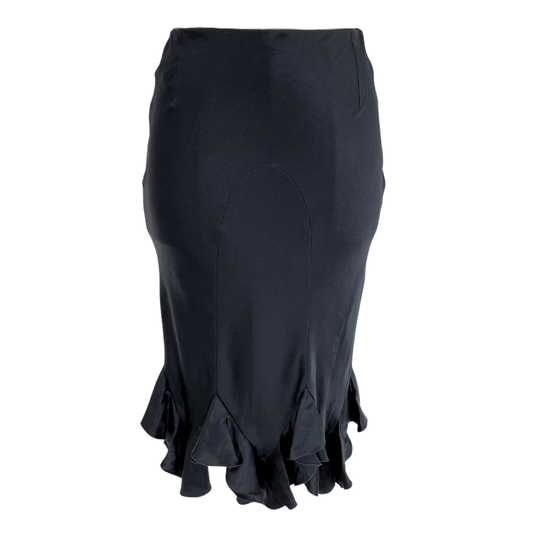 Chloé Fall Winter 1998 Black Midi Silk Skirt