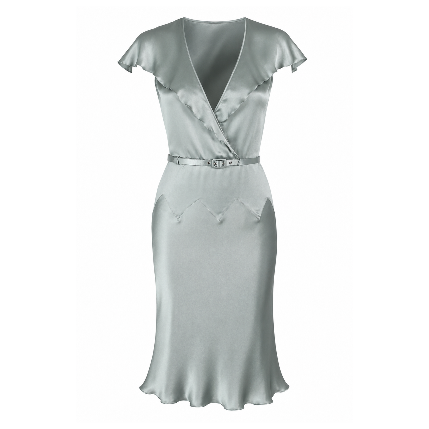 Chloé Spring Summer 1999 Gray Blue Silk Midi Dress