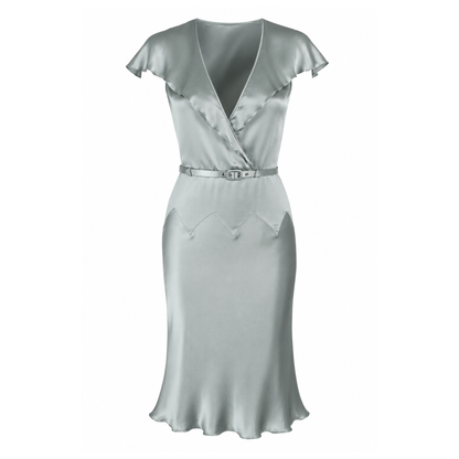 Chloé Spring Summer 1999 Gray Blue Silk Midi Dress