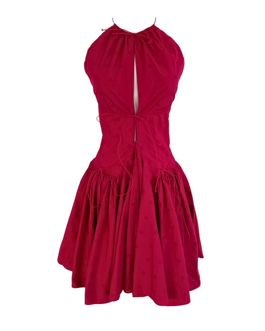 Alaïa Spring Summer 2003 Cherry Red Cotton Eyelet Dress