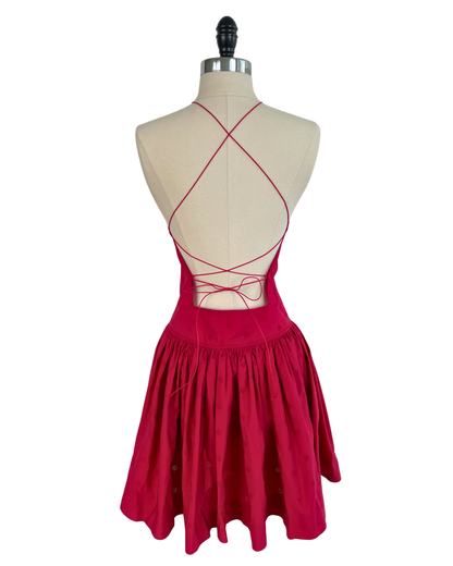 Alaïa Spring Summer 2003 Cherry Red Cotton Eyelet Dress