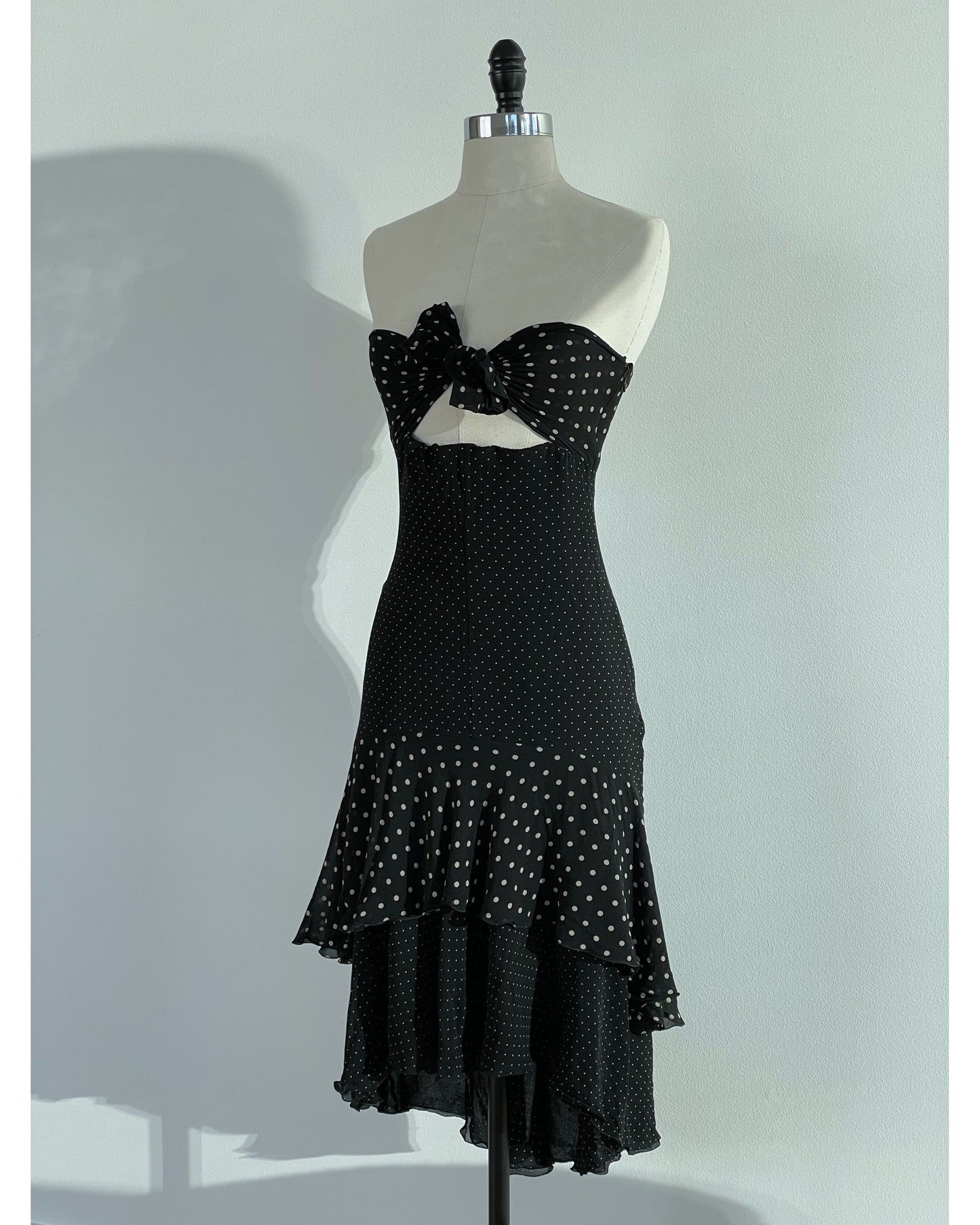 Valentino Spring Summer 2002 Runway Black Polka Dot Ruffle Dress