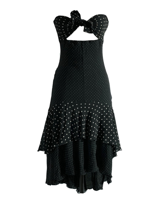 Valentino Spring Summer 2002 Runway Black Polka Dot Ruffle Dress