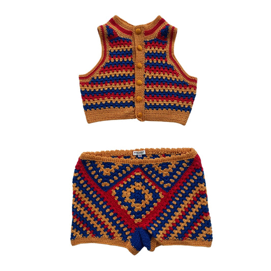 Saint Laurent Rive Gauche Knit Top & Short Set