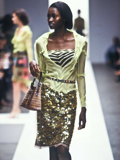 Fendi Spring Summer 2000 Runway Zucca Pink Sequin Skirt