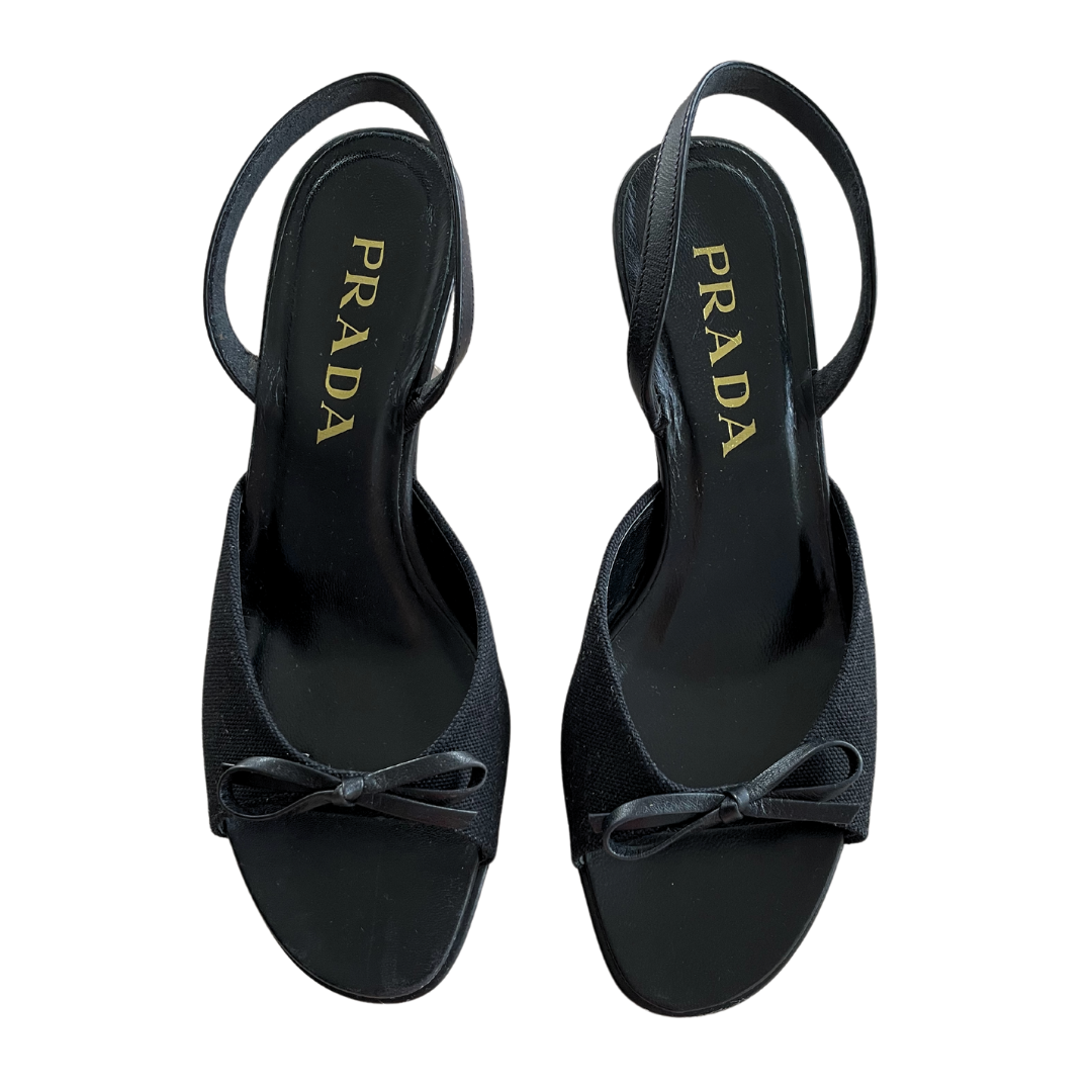 Prada Bow Slingback Kitten Heels - 35.5