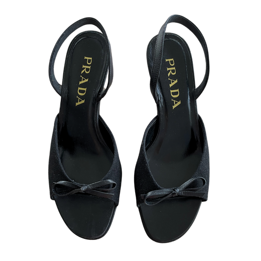 Prada Bow Slingback Kitten Heels - 35.5