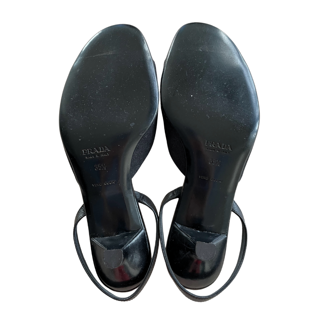 Prada Bow Slingback Kitten Heels - 35.5