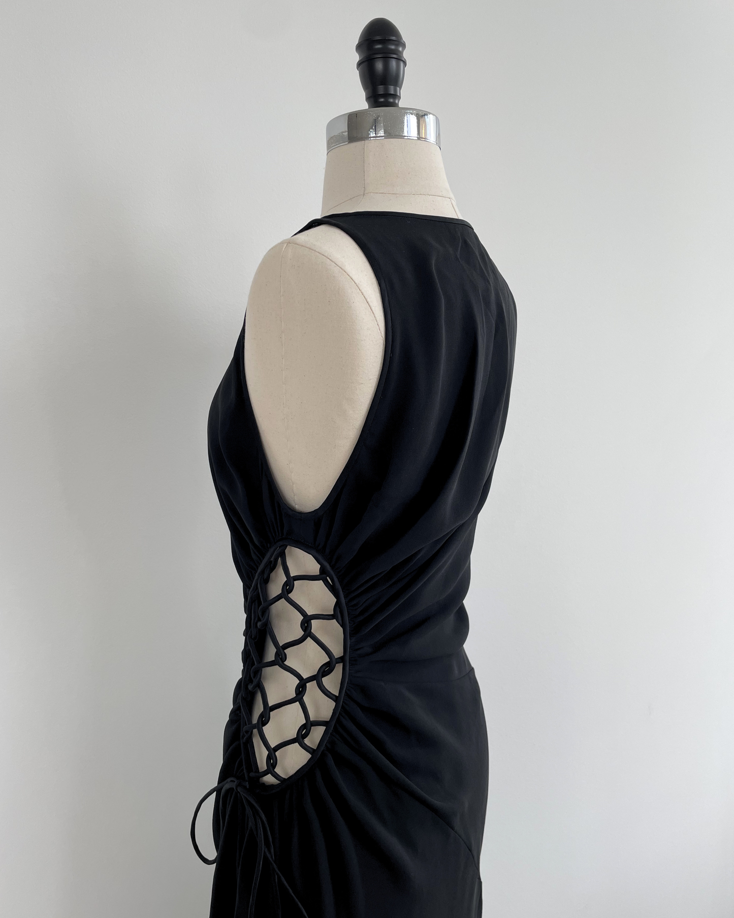 Valentino Spring Summer 2004 Runway Lattice Cutout Black Dress