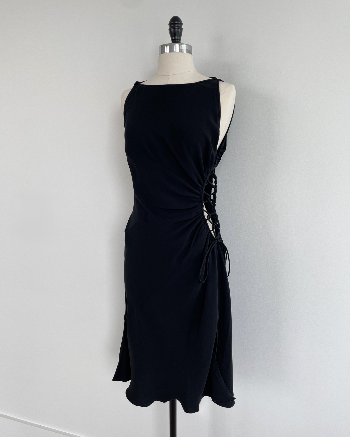 Valentino Spring Summer 2004 Runway Lattice Cutout Black Dress