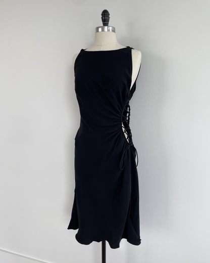 Valentino Spring Summer 2004 Runway Lattice Cutout Black Dress