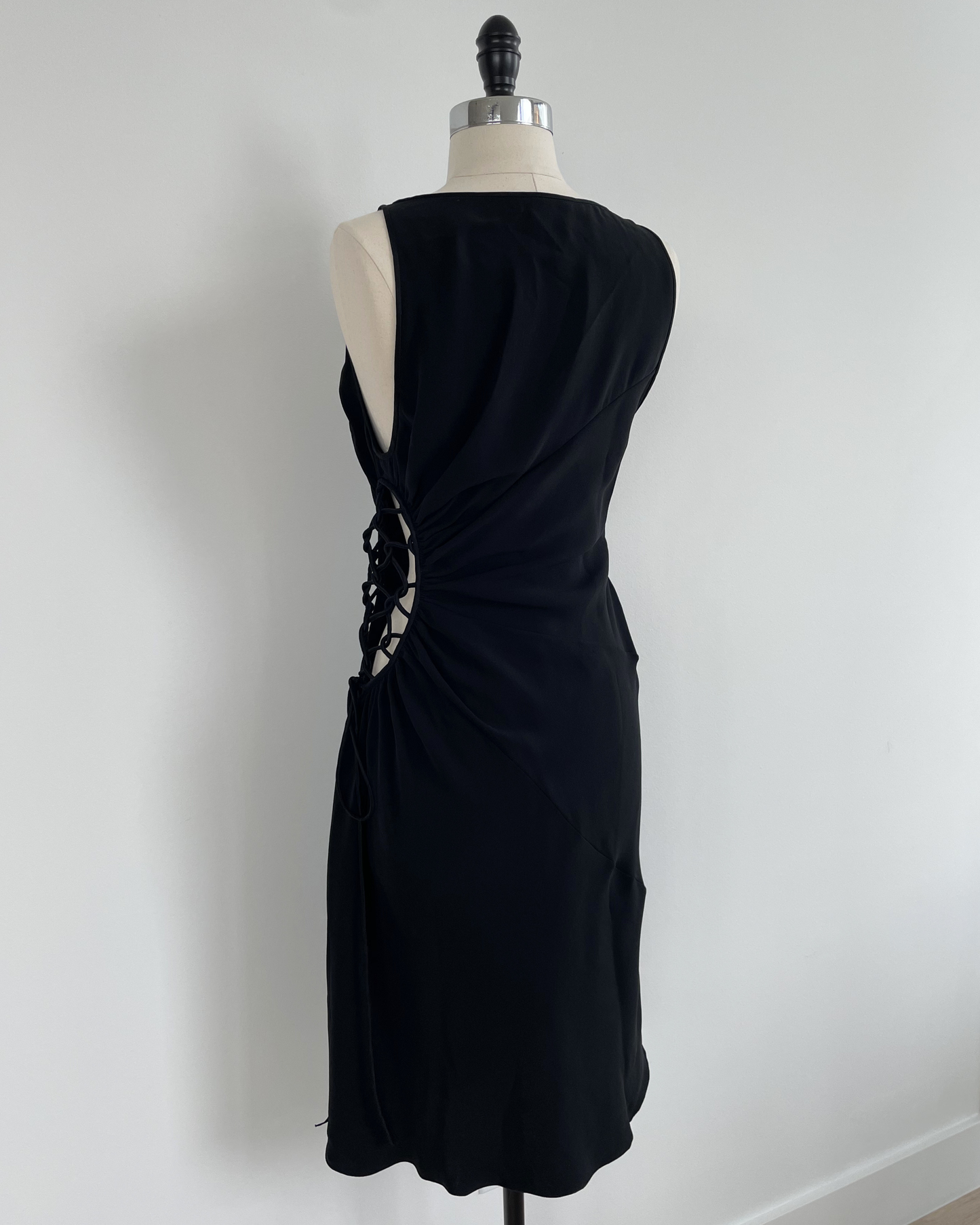 Valentino Spring Summer 2004 Runway Lattice Cutout Black Dress