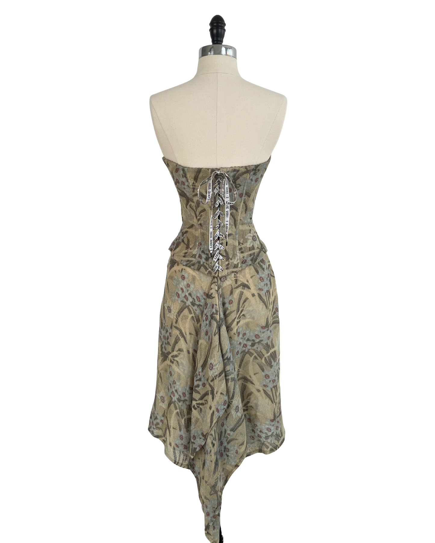 Chloé Spring Summer 2000 'I Love You' Linen Corset + Skirt Set