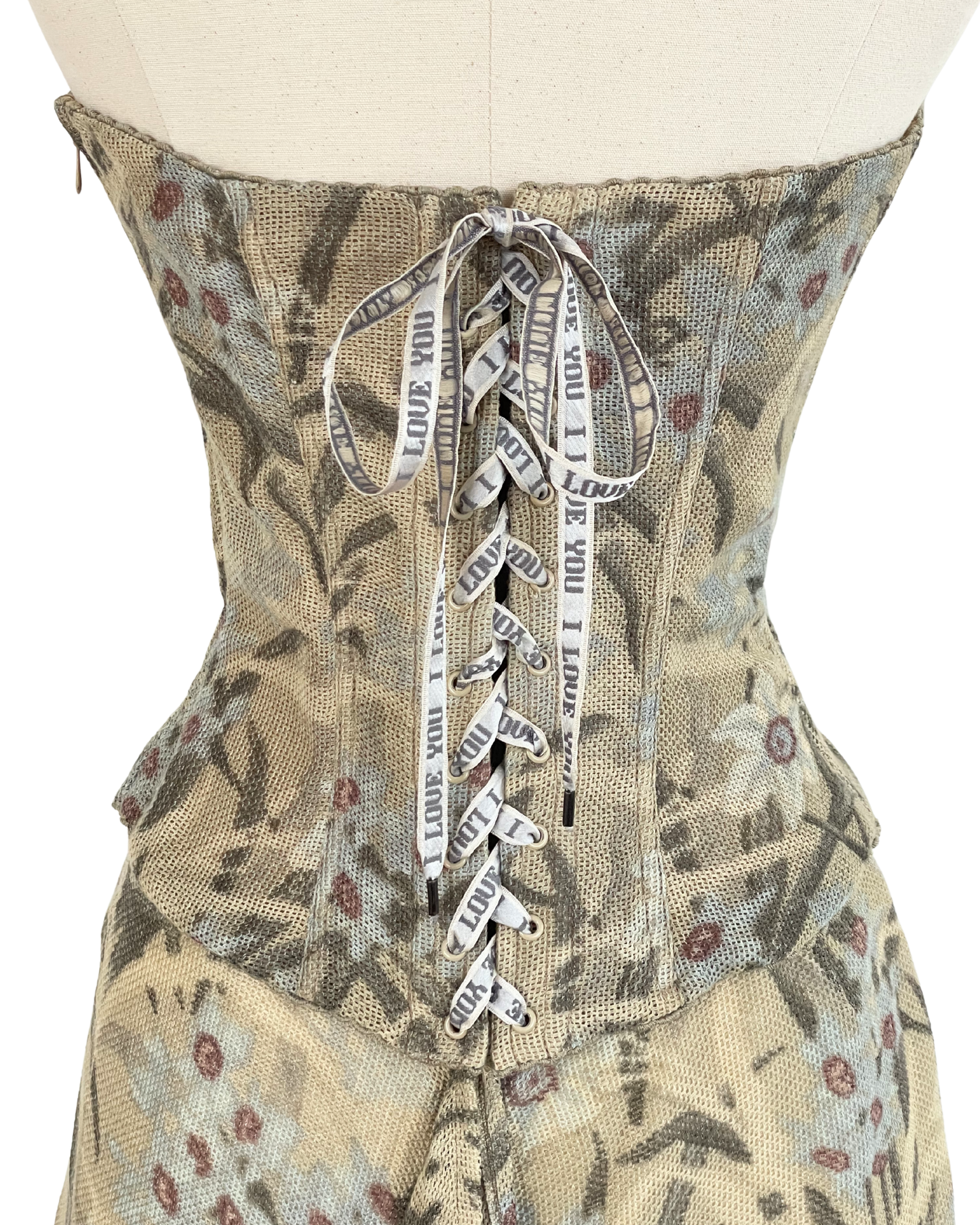Chloé Spring Summer 2000 'I Love You' Linen Corset + Skirt Set