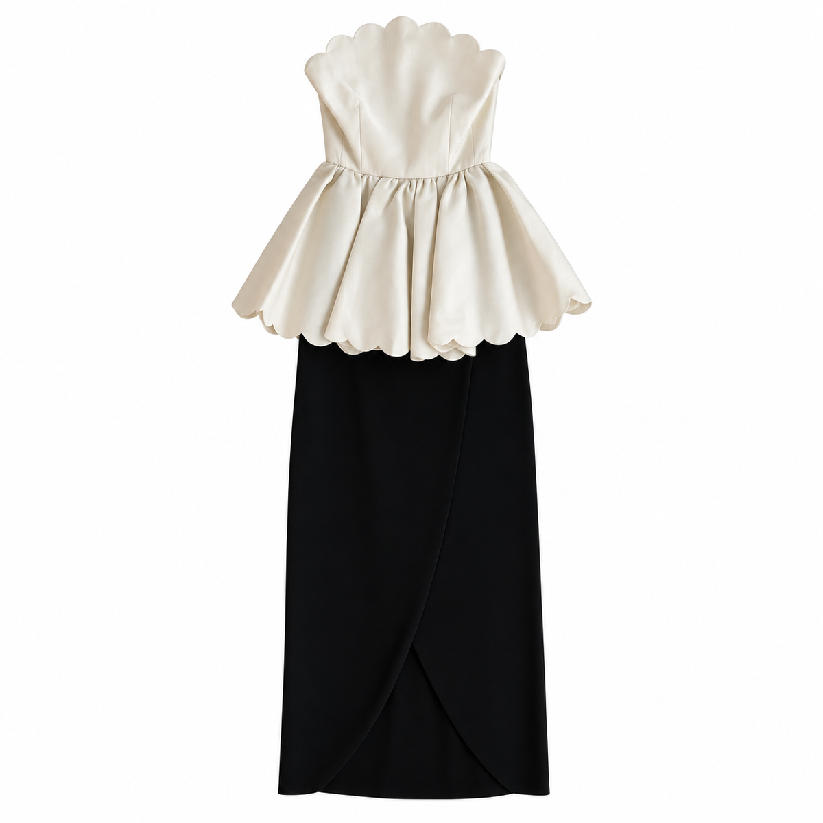 Valentino Spring Summer 1983 Runway Peplum Scalloped Gown