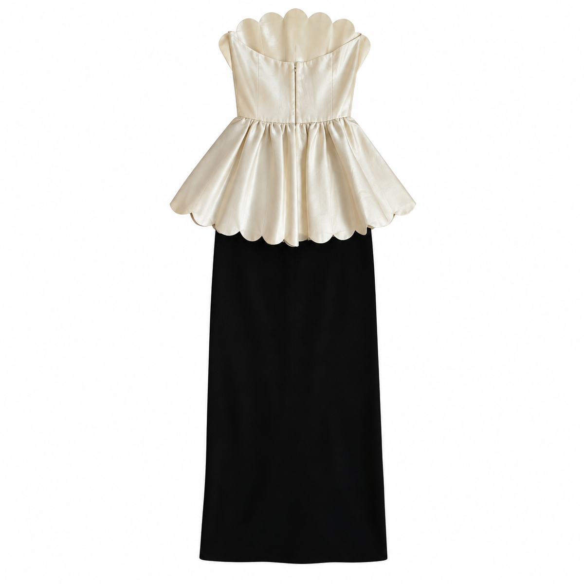 Valentino Spring Summer 1983 Runway Peplum Scalloped Gown