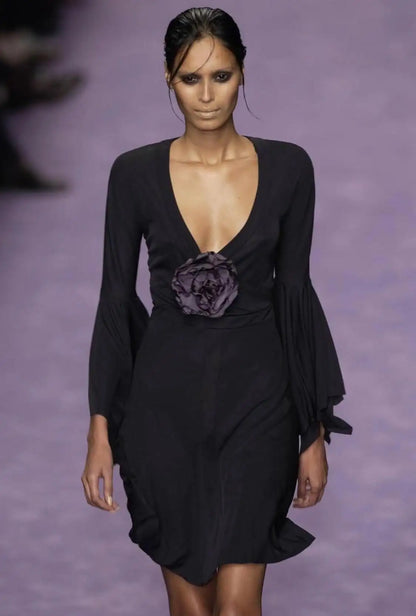Yves Saint Laurent Spring Summer 2003 Runway Floral Applique Dress Look 28