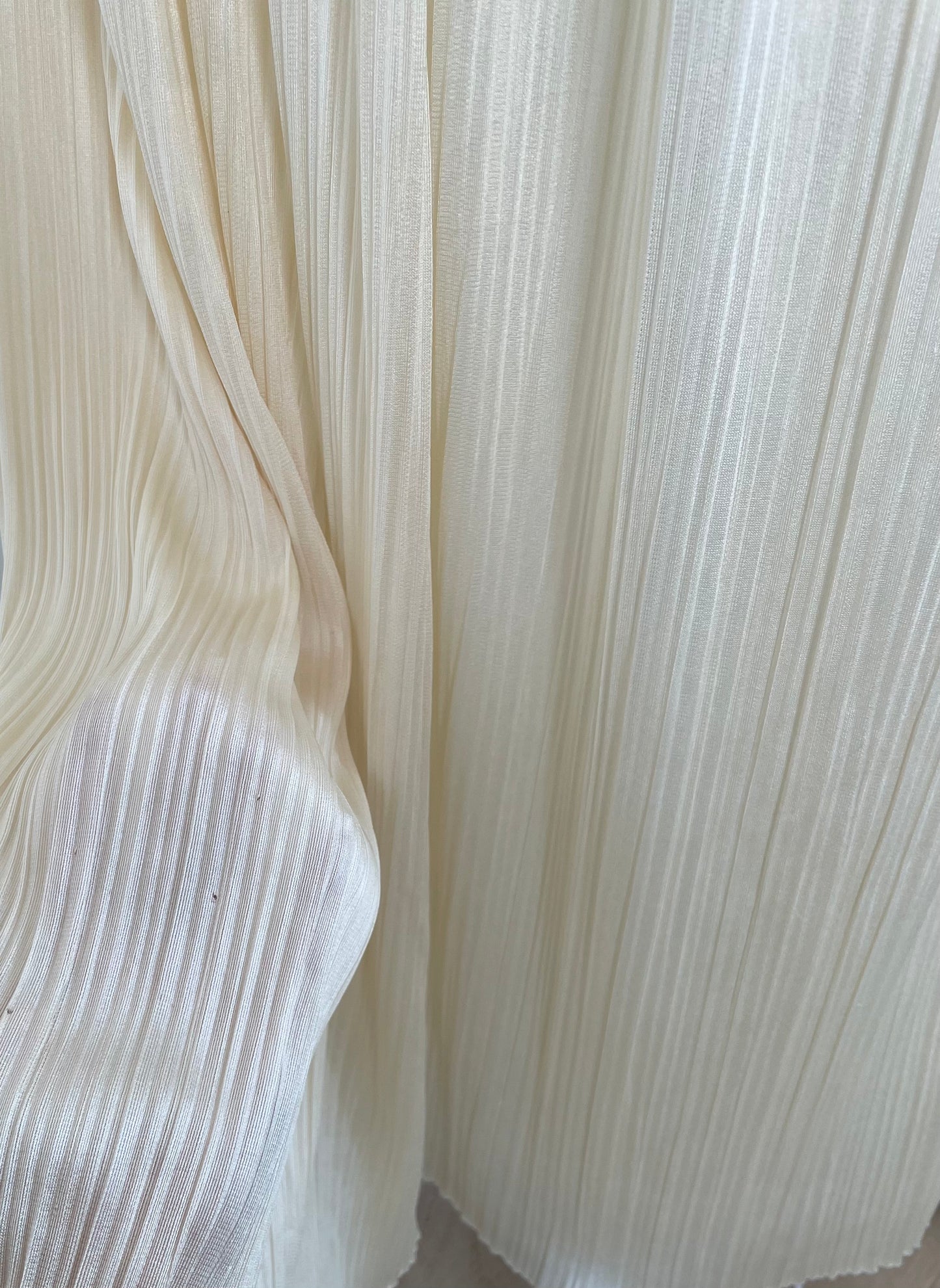 Halston 1970s Ivory Pleated One Shoulder Gown