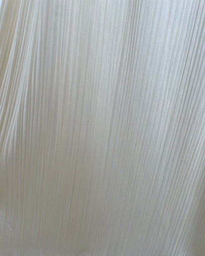 Halston 1970s Ivory Pleated One Shoulder Gown