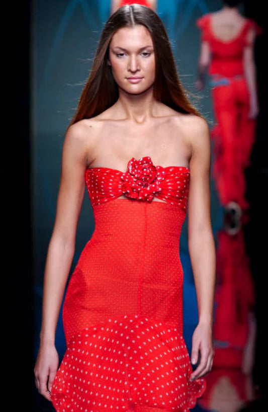 Valentino Spring Summer 2002 Runway Black Polka Dot Ruffle Dress