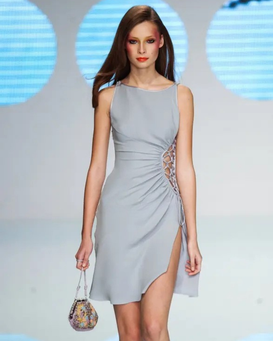 Valentino Spring Summer 2004 Runway Lattice Cutout Black Dress