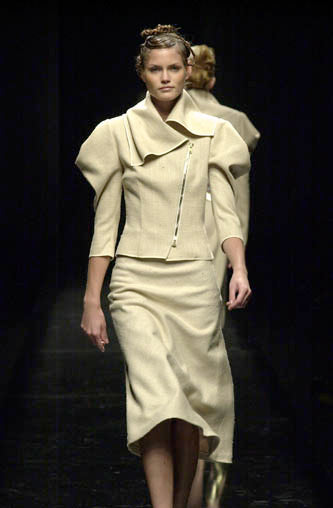 Chloé Spring Summer 2001 Runway One-Shoulder Pinstripe Top + Skirt Set