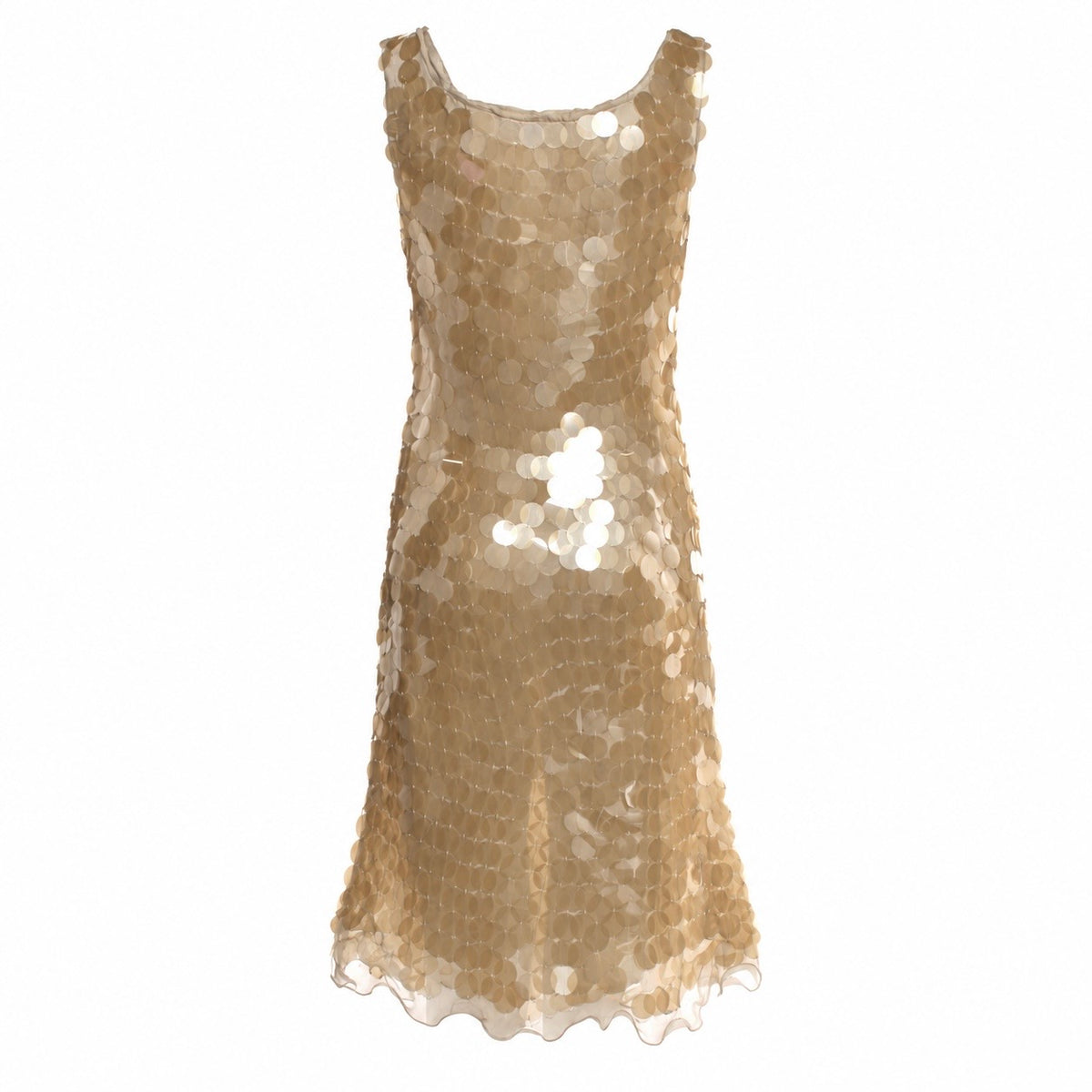 Prada Spring Summer 1999 cream chiffon and paillette dress, front