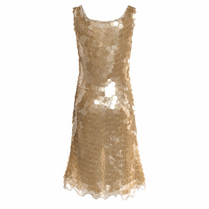 Prada Spring Summer 1999 cream chiffon and paillette dress, front