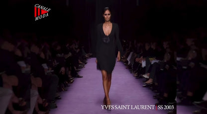 Yves Saint Laurent Spring Summer 2003 Runway Floral Applique Dress Look 28
