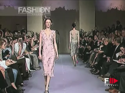 Chloé Spring Summer 1999 Runway Pale Blue Feather Motif Midi Dress