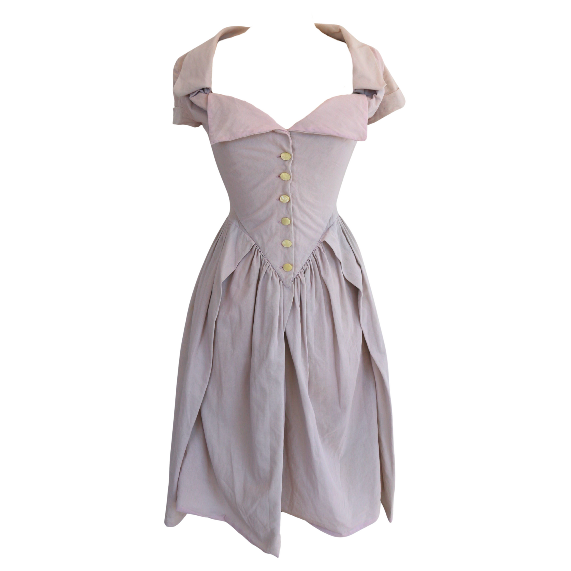 Vivienne Westwood Spring Summer 1997 Runway Cotton Pink Dress